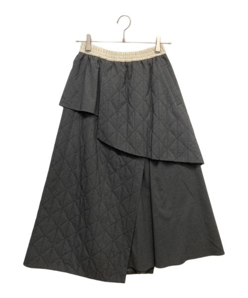 RBS..（アールビーエス）RBS.. (アールビーエス) キルティンク レイヤースカート グレーの古着・服飾アイテム