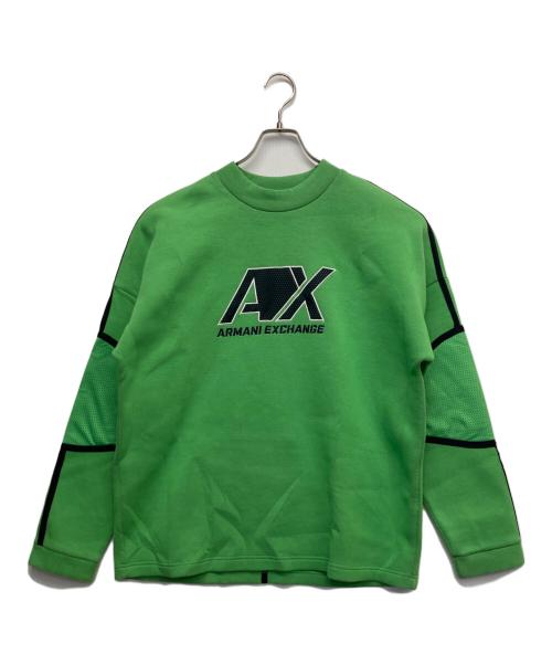 ARMANI EXCHANGE（アルマーニ エクスチェンジ）ARMANI EXCHANGE (アルマーニ エクスチェンジ) ハイネック刺繍トレーナー グリーン サイズ:Mの古着・服飾アイテム