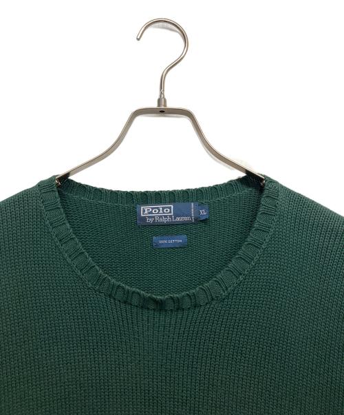 POLO RALPH LAUREN（ポロ・ラルフローレン）POLO RALPH LAUREN (ポロ・ラルフローレン) コットンクルーネックニット グリーン サイズ:XLの古着・服飾アイテム