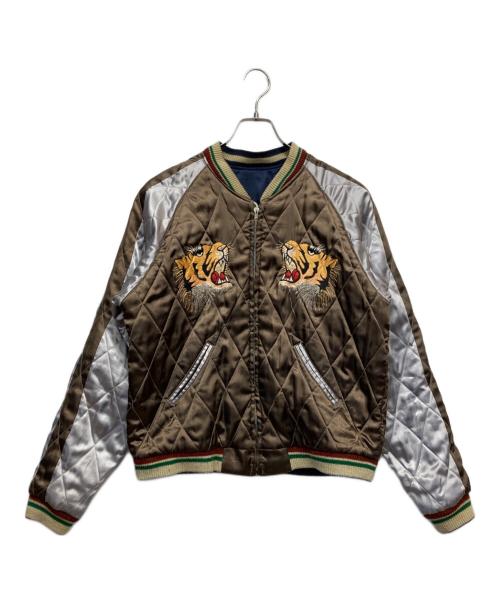 テーラー東洋（テーラートウヨウ）テーラー東洋 (テーラートウヨウ) サテンxサテン キルティングリバーシブルスタジャン ブラウン×ネイビー サイズ:Lの古着・服飾アイテム