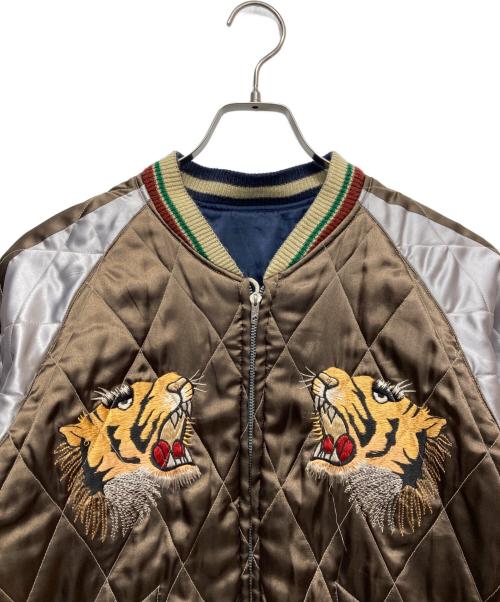 テーラー東洋（テーラートウヨウ）テーラー東洋 (テーラートウヨウ) サテンxサテン キルティングリバーシブルスタジャン ブラウン×ネイビー サイズ:Lの古着・服飾アイテム