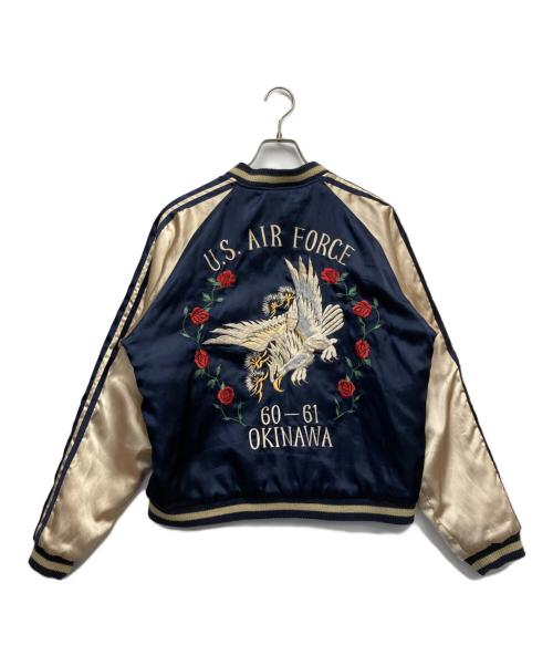 テーラー東洋（テーラートウヨウ）テーラー東洋 (テーラートウヨウ) サテンxサテン キルティングリバーシブルスタジャン ブラウン×ネイビー サイズ:Lの古着・服飾アイテム