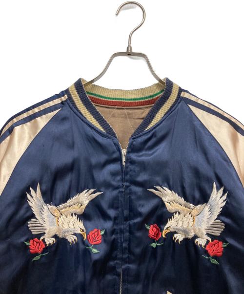 テーラー東洋（テーラートウヨウ）テーラー東洋 (テーラートウヨウ) サテンxサテン キルティングリバーシブルスタジャン ブラウン×ネイビー サイズ:Lの古着・服飾アイテム