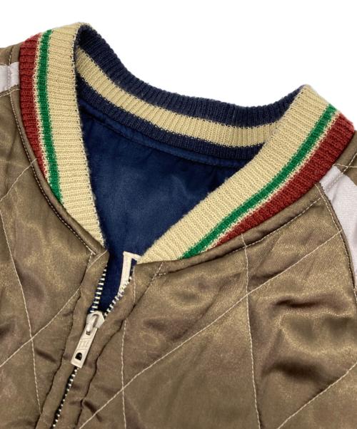 テーラー東洋（テーラートウヨウ）テーラー東洋 (テーラートウヨウ) サテンxサテン キルティングリバーシブルスタジャン ブラウン×ネイビー サイズ:Lの古着・服飾アイテム