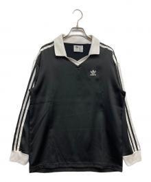 adidas（アディダス）の古着「スリーストライプス サテン 長袖Tシャツ」｜ブラック