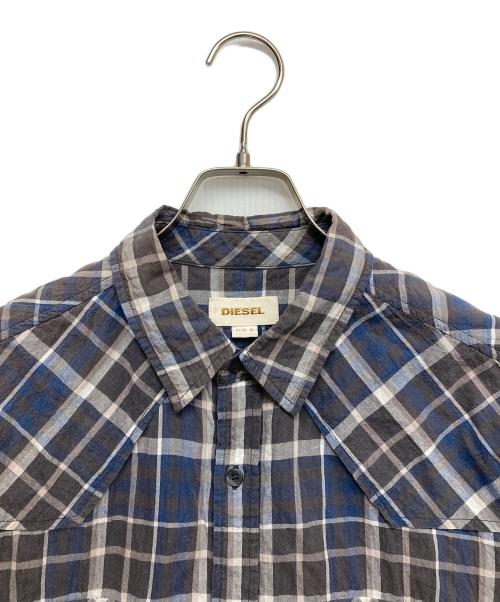 DIESEL（ディーゼル）DIESEL (ディーゼル) チェックシャツ グレー サイズ:Mの古着・服飾アイテム