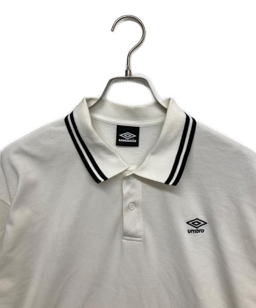 UMBRO（アンブロ）UMBRO (アンブロ) PUBLUX (パブリュクス) 鹿の子リブライン半袖ポロシャツ ホワイト サイズ:Mの古着・服飾アイテム