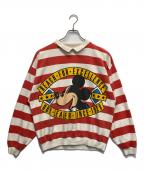 MICKEYミッキー）の古着「ミッキープリントラガーシャツ」｜レッド