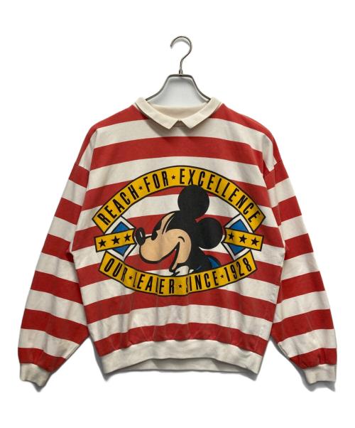 MICKEY（ミッキー）MICKEY (ミッキー) ミッキープリントラガーシャツ レッド サイズ:Lの古着・服飾アイテム