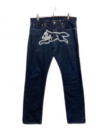 BILLIONAIRE BOYS CLUB（ビリオネアボーイズクラブ）の古着「フロントドッグプリント デニムパンツ」｜インディゴ