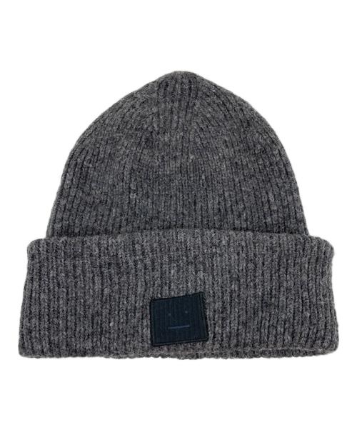 Acne studios（アクネ ストゥディオズ）ACNE STUDIOS (アクネ ストゥディオズ) スモールFaceロゴニットキャップ グレーの古着・服飾アイテム
