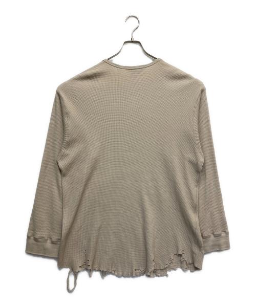 ANCELLM（アンセルム）ANCELLM (アンセルム) ダメージワッフルクルーロングスリーブTシャツ ベージュ サイズ:2の古着・服飾アイテム