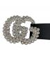 GUCCI (グッチ) GGマーモント レザー ラインストーン ベルト ブラック サイズ:85/34：45000円