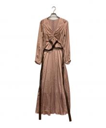 FRAY ID（フレイ アイディー）の古着「レザーベルトツイストワンピース」｜ピンク