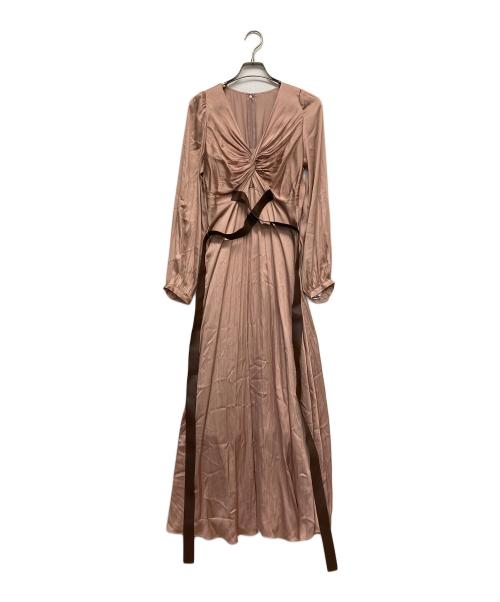 FRAY ID（フレイ アイディー）FRAY ID (フレイ アイディー) レザーベルトツイストワンピース ピンクの古着・服飾アイテム