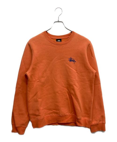stussy（ステューシー）stussy (ステューシー) ストックロゴクルーネックスウェット オレンジ サイズ:Mの古着・服飾アイテム