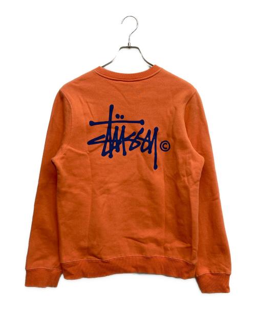 stussy（ステューシー）stussy (ステューシー) ストックロゴクルーネックスウェット オレンジ サイズ:Mの古着・服飾アイテム