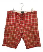 stussyステューシー）の古着「チェックハーフパンツ」｜レッド