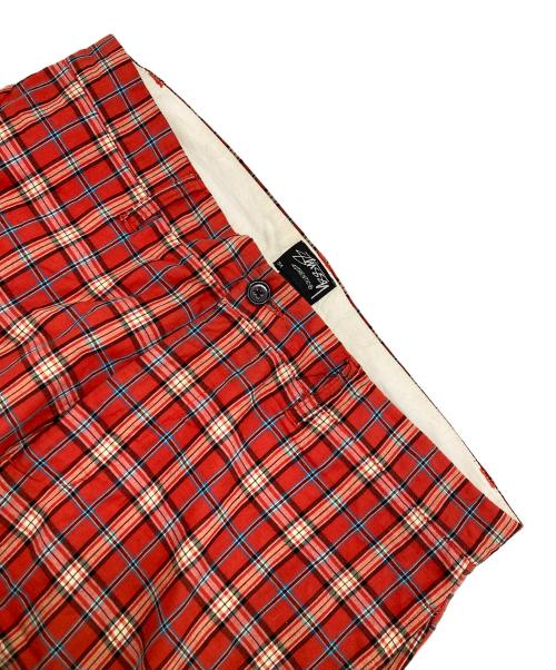 stussy（ステューシー）stussy (ステューシー) チェックハーフパンツ レッド サイズ:34の古着・服飾アイテム
