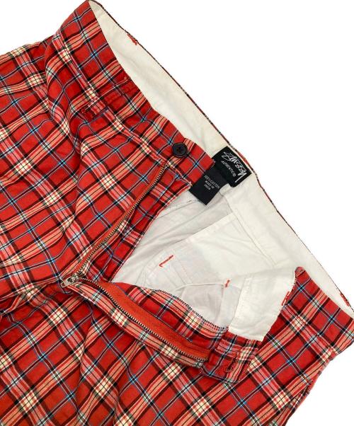 stussy（ステューシー）stussy (ステューシー) チェックハーフパンツ レッド サイズ:34の古着・服飾アイテム