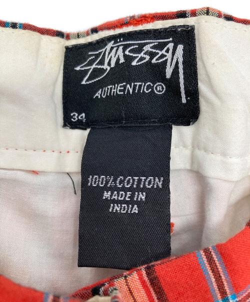stussy（ステューシー）stussy (ステューシー) チェックハーフパンツ レッド サイズ:34の古着・服飾アイテム