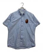 A BATHING APEア ベイシング エイプ）の古着「ワッペン刺繍半袖シャツ」｜ブルー