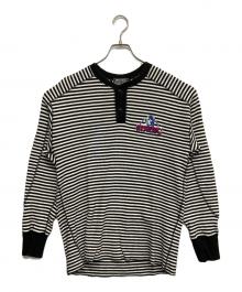 Hysteric Glamour（ヒステリックグラマー）の古着「RAD GIRL刺繍ヘンリーネックカットソー」｜ブラック