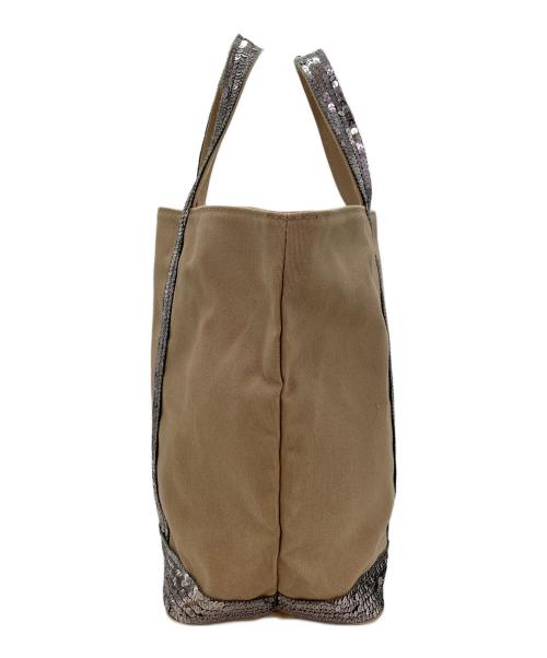 Le Cabas vanessa bruno（ヴァネッサブリューノ）Le Cabas vanessa bruno (ヴァネッサブリューノ) スパンコールキャンバスハンドバッグ ブラウンの古着・服飾アイテム