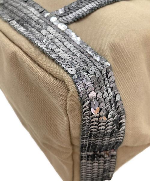 Le Cabas vanessa bruno（ヴァネッサブリューノ）Le Cabas vanessa bruno (ヴァネッサブリューノ) スパンコールキャンバスハンドバッグ ブラウンの古着・服飾アイテム