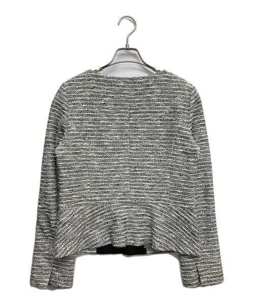 INDIVI（インディヴィ）INDIVI (インディヴィ) ノーカラーツイードジャケット ブラック サイズ:40の古着・服飾アイテム