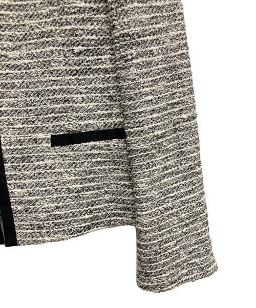 INDIVI（インディヴィ）INDIVI (インディヴィ) ノーカラーツイードジャケット ブラック サイズ:40の古着・服飾アイテム