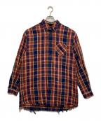 UNDERCOVERアンダーカバー）の古着「オーバーサイズネルシャツ」｜レッド×ネイビー