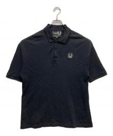 RAF SIMONS×FRED PERRY（ラフシモンズ×フレッドペリー）の古着「オーバーサイズプリントポロシャツ」｜ブラック