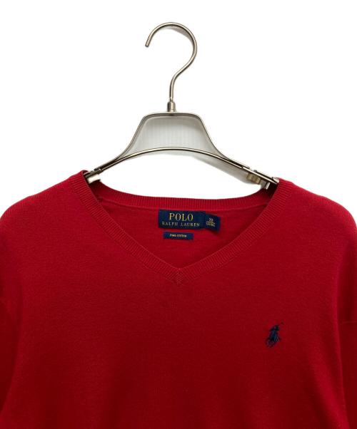 POLO RALPH LAUREN（ポロ・ラルフローレン）POLO RALPH LAUREN (ポロ・ラルフローレン) Vネックニット レッド サイズ:XSの古着・服飾アイテム