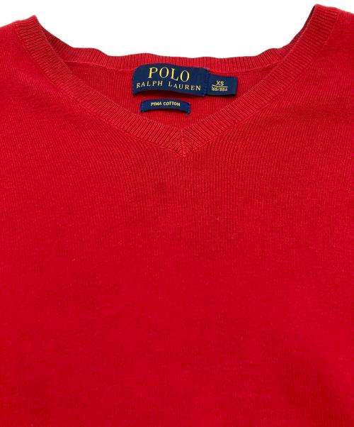 POLO RALPH LAUREN（ポロ・ラルフローレン）POLO RALPH LAUREN (ポロ・ラルフローレン) Vネックニット レッド サイズ:XSの古着・服飾アイテム
