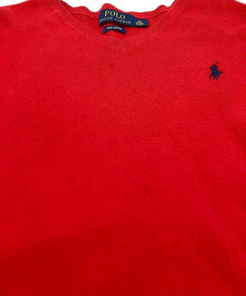 POLO RALPH LAUREN（ポロ・ラルフローレン）POLO RALPH LAUREN (ポロ・ラルフローレン) Vネックニット レッド サイズ:XSの古着・服飾アイテム