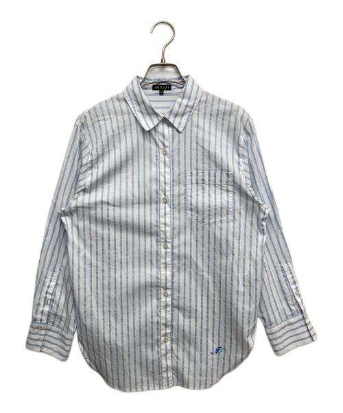 INDIVI（インディヴィ）INDIVI (インディヴィ) ラメストライプ コットン混シャツ ブルー サイズ:38の古着・服飾アイテム