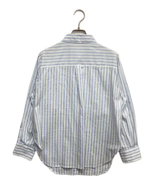 INDIVI（インディヴィ）INDIVI (インディヴィ) ラメストライプ コットン混シャツ ブルー サイズ:38の古着・服飾アイテム