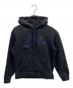 NIKE×SUPREMEナイキ×シュプリーム）の古着「Leather Applique Hooded Sweatshirt」｜ブラック