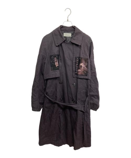 Azuma（アズマ）Azuma (アズマ) プリントトレンチコート グレーの古着・服飾アイテム