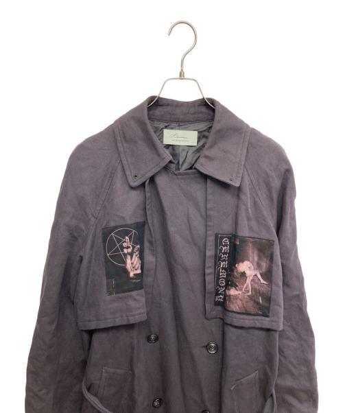 Azuma（アズマ）Azuma (アズマ) プリントトレンチコート グレーの古着・服飾アイテム