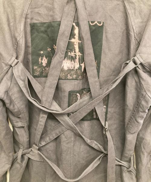 Azuma（アズマ）Azuma (アズマ) プリントトレンチコート グレーの古着・服飾アイテム