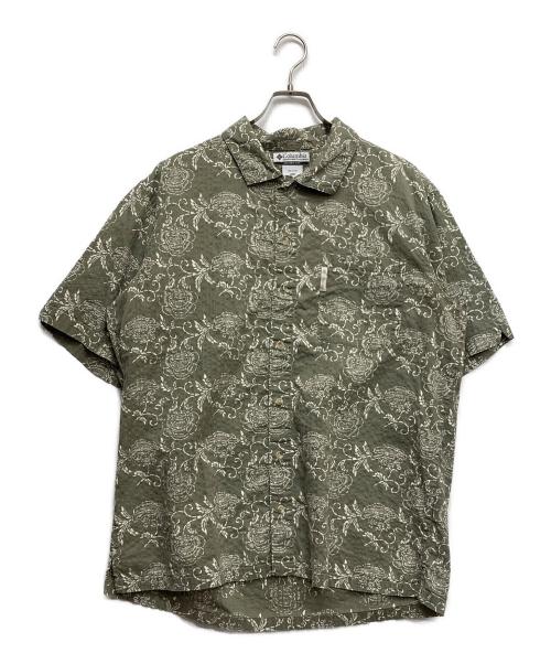 Columbia（コロンビア）Columbia (コロンビア) 総柄半袖シャツ 黄緑 サイズ:XLの古着・服飾アイテム