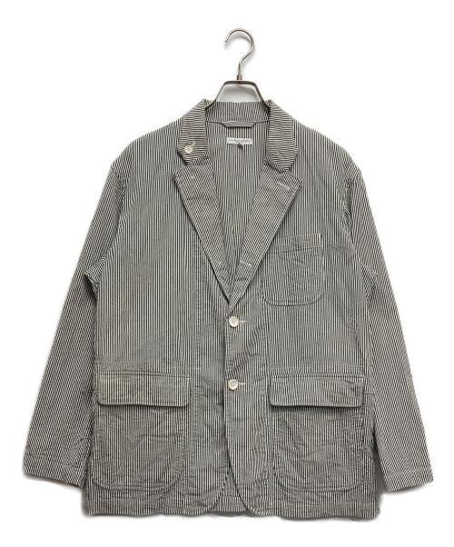 Engineered Garments（エンジニアド ガーメンツ）Engineered Garments (エンジニアド ガーメンツ) シアサッカーストライプテーラードジャケット ホワイト×ブルー サイズ:Mの古着・服飾アイテム
