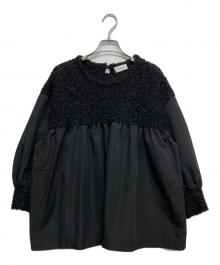 MOGA（モガ）の古着「ラメファンシーツイードドッキングブラウス」｜ブラック