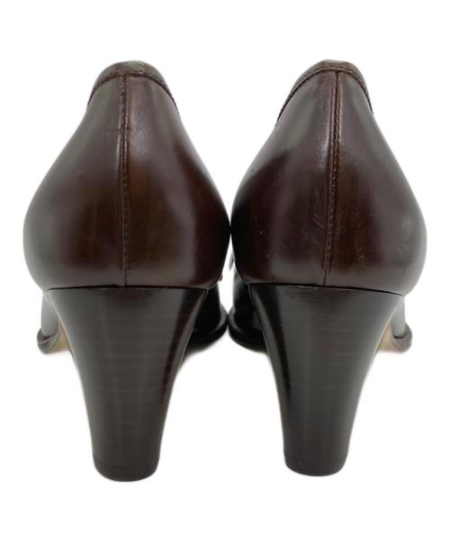 HIROFU（ヒロフ）HIROFU (ヒロフ) オープントゥフラワーパンプス ブラウン サイズ:23　1/2の古着・服飾アイテム