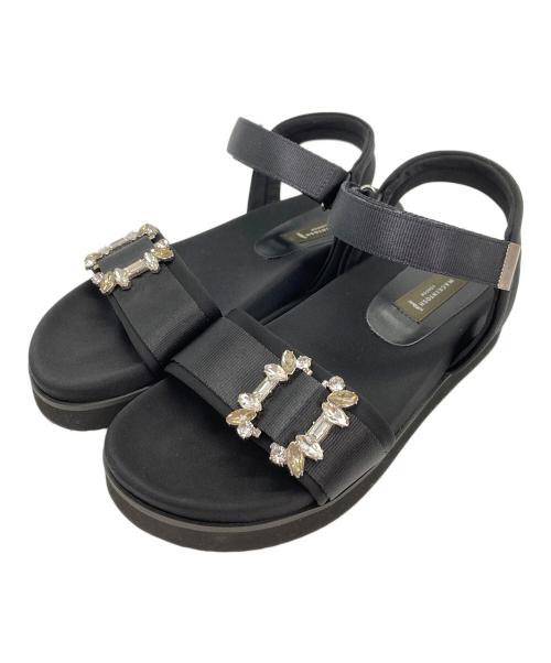 MACKINTOSH LONDON（マッキントッシュ ロンドン）MACKINTOSH LONDON (マッキントッシュ ロンドン) ビジューモチーフフットベッドサンダル ブラック サイズ:Mの古着・服飾アイテム