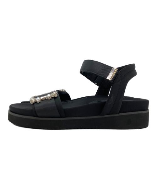 MACKINTOSH LONDON（マッキントッシュ ロンドン）MACKINTOSH LONDON (マッキントッシュ ロンドン) ビジューモチーフフットベッドサンダル ブラック サイズ:Mの古着・服飾アイテム