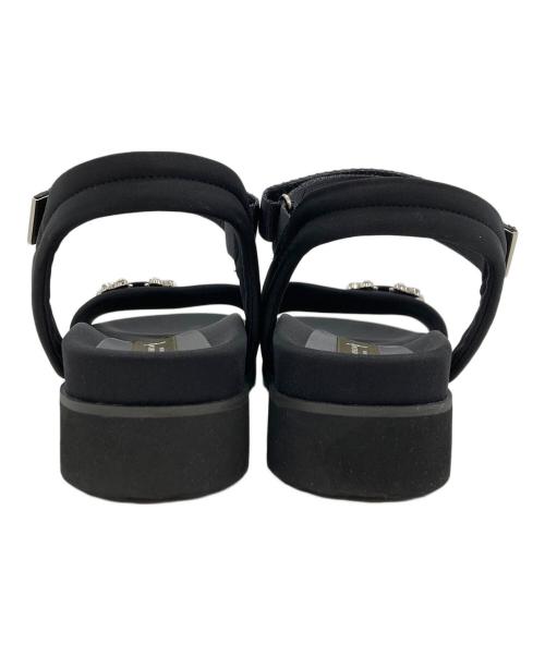 MACKINTOSH LONDON（マッキントッシュ ロンドン）MACKINTOSH LONDON (マッキントッシュ ロンドン) ビジューモチーフフットベッドサンダル ブラック サイズ:Mの古着・服飾アイテム