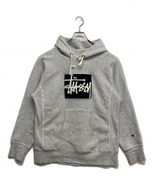 Champion×stussy（チャンピオン×ステューシー）の古着「ロゴリバースウィーブパーカー」｜グレー